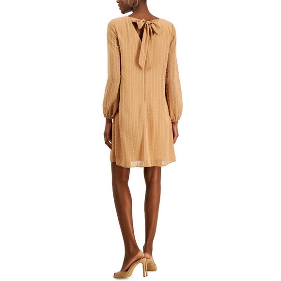 INC INTERNATIONAL CONCEPTS Shift Dress Medium Tan Beige Long Sleeve NWOT - Picture 3 of 12